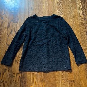 Banana Republic Black Lace 3/4 Bracelet Sleeve Blouse. Size Medium Tall